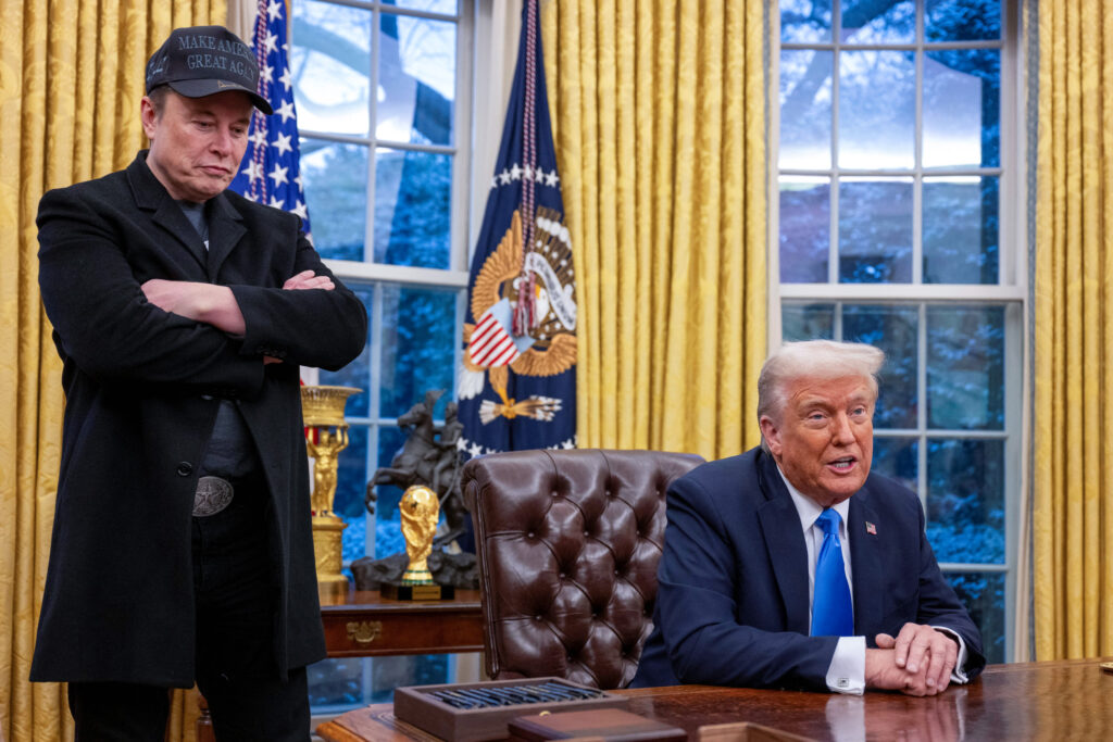 Elon Musk and President Donald Trump in the Oval Office.
