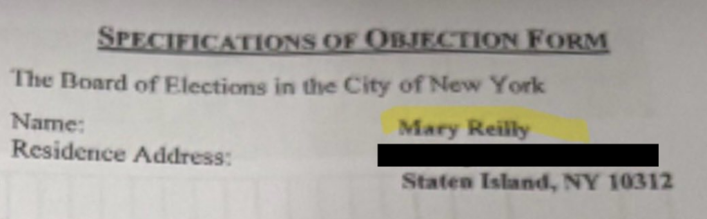 Mary Reilly Specifications Cover Sheet (Redacted for Privacy)