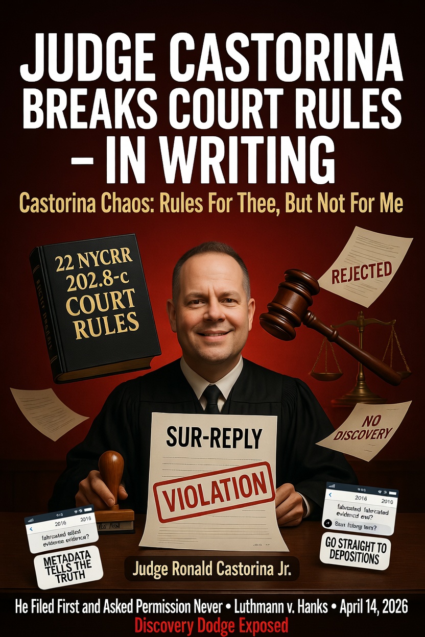 Judge Castorina Breaks Court Rules – In Writing