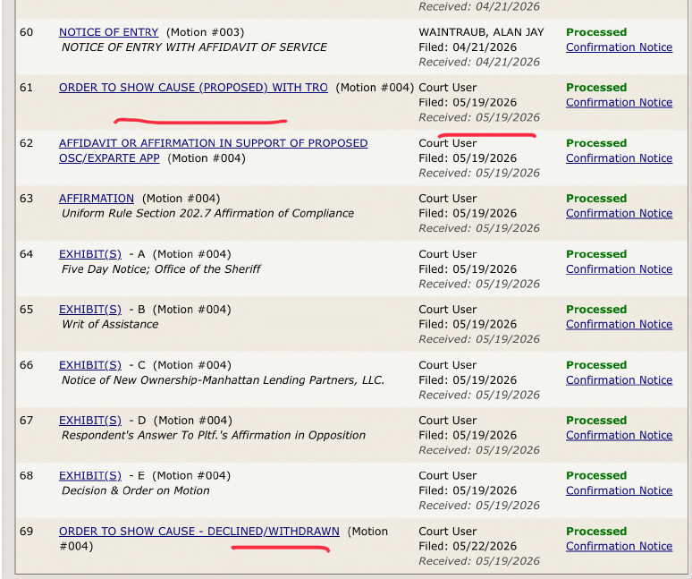 NYCEF Documents that never reach the judge