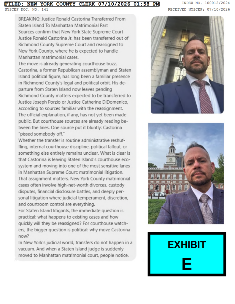 Exhibit E: Ronald Castorina, Jr.